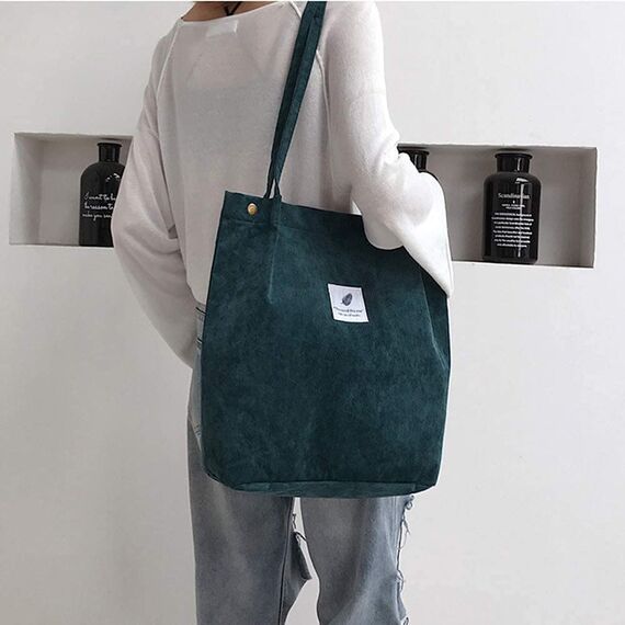 Funtlend Groß Umhängetasche Damen Cord Tasche aus Kord Handtasche Shopper Damen für Uni Arbeit Mädchen Schule