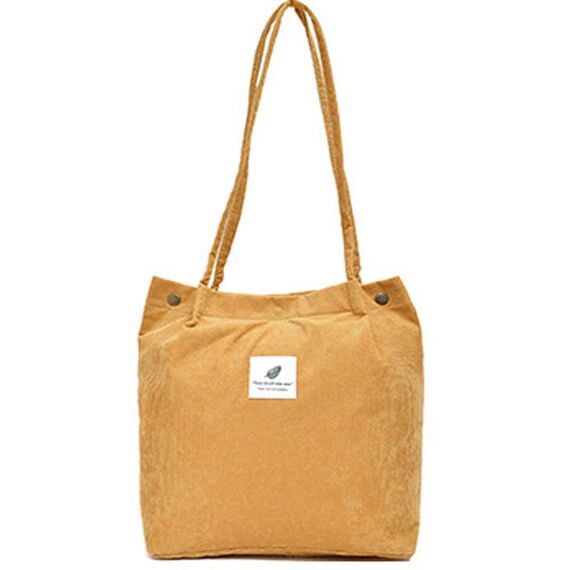 Funtlend Elegant Umhängetasche Damen Groß Cord Tasche Damen Handtasche Schultertasche für Uni Arbeit Mädchen Schule Büro-Gelb