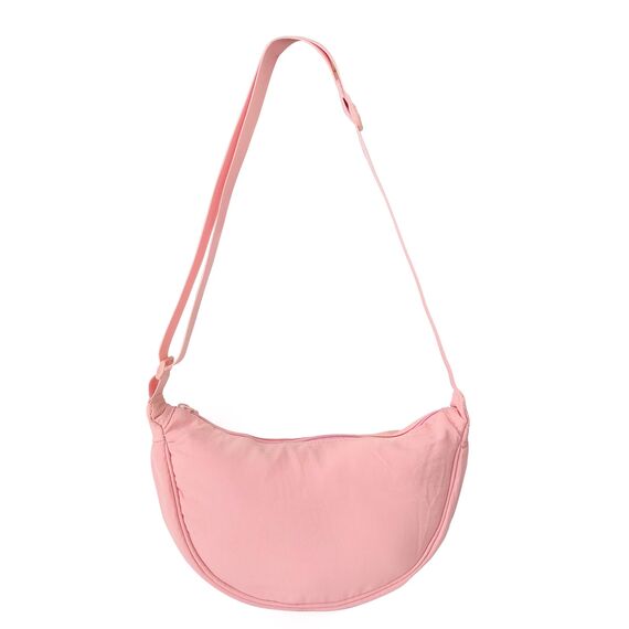 GoPaw Damen Halbmond Crossbody Schultertasche, Hobo Halfmoon Bag, Nylon Crossbody Bag Damen Halbmond Schultertasche mit verstellbarer Schultergurt, Einfarbige(Rosa)