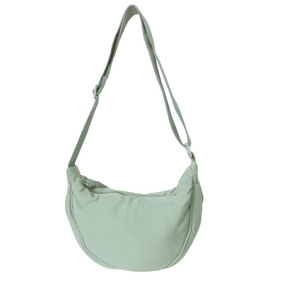 GoPaw Damen Halbmond Crossbody Schultertasche, Hobo Halfmoon Bag, Nylon Crossbody Bag Damen Halbmond Schultertasche mit verstellbarer Schultergurt, Einfarbige(Mintgrün)