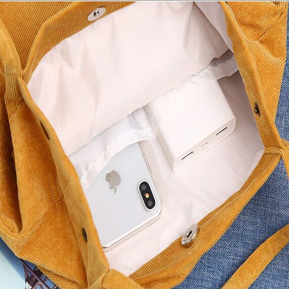 Funtlend Umhängetasche Damen Cord Tasche Shopper Damen Handtasche Henkeltasche für Uni Arbeit Mädchen Schule (Pink)