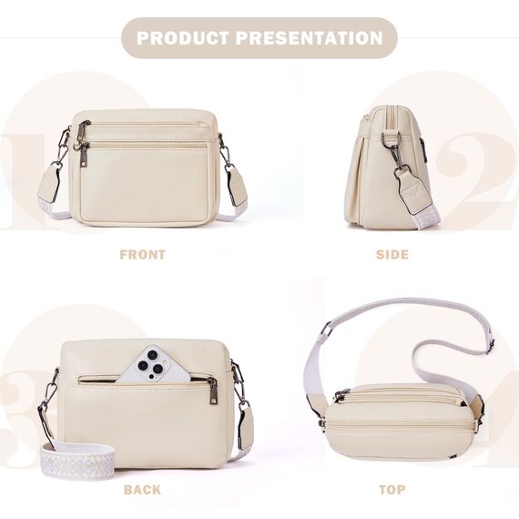MUIIKOLA umhängetasche damen，umhängetasche mittelgroß tasche umhängetasche,damen leder，Weich Breiter Gurt
