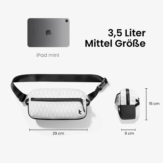 tomtoc X-Pac Sling Bag 3,5L für Nintendo Switch 2 – Leichte RFID-Schutz Schultertasche für Herren & Damen | Anti-Diebstahl & Wasserabweisend Brusttasche für Reise, Wandern, Alltag | Weiß