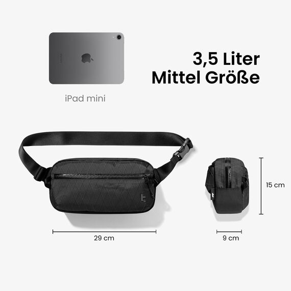 tomtoc X-Pac Sling Bag 3,5L für Nintendo Switch 2 – Leichte RFID-Schutz Schultertasche für Herren & Damen | Anti-Diebstahl & Wasserabweisend Brusttasche für Reise, Wandern, Alltag | Schwarz