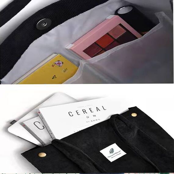 Funtlend Groß Cord Tasche Umhängetasche Damen aus Kord Handtasche Shopper Damen für Uni Arbeit Mädchen Schule