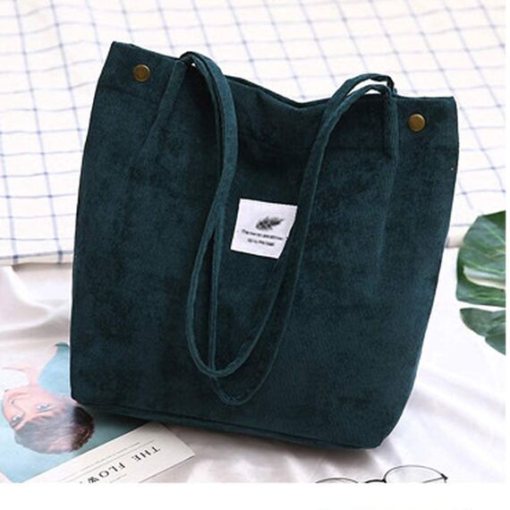 Funtlend Groß Umhängetasche Damen Cord Tasche aus Kord Handtasche Shopper Damen für Uni Arbeit Mädchen Schule