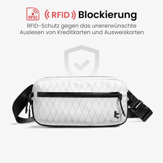 tomtoc X-Pac Sling Bag 3,5L für Nintendo Switch 2 – Leichte RFID-Schutz Schultertasche für Herren & Damen | Anti-Diebstahl & Wasserabweisend Brusttasche für Reise, Wandern, Alltag | Weiß