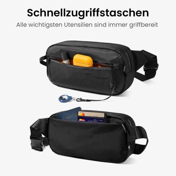 tomtoc X-Pac Sling Bag 3,5L für Nintendo Switch 2 – Leichte RFID-Schutz Schultertasche für Herren & Damen | Anti-Diebstahl & Wasserabweisend Brusttasche für Reise, Wandern, Alltag | Schwarz