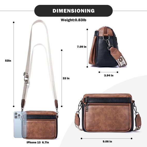 MUIIKOLA umhängetasche damen，umhängetasche mittelgroß tasche umhängetasche,damen leder，Weich Breiter Gurt