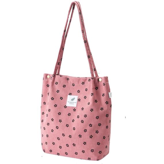 Funtlend Cord Umhängetasche Damen Groß Cord Tasche Damen Cordtasche Cord Shopper Handtasche Schultertasche für Uni Arbeit Mädchen Schule Büro