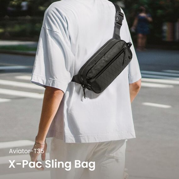 tomtoc X-Pac Sling Bag 3,5L für Nintendo Switch 2 – Leichte RFID-Schutz Schultertasche für Herren & Damen | Anti-Diebstahl & Wasserabweisend Brusttasche für Reise, Wandern, Alltag | Schwarz