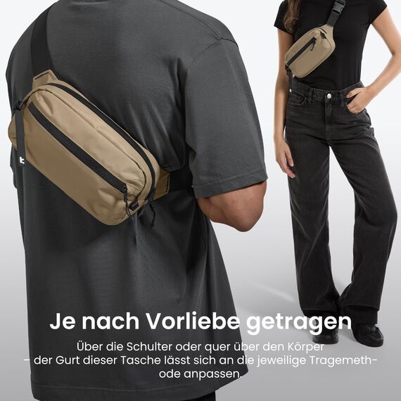 tomtoc Anti-Diebstahl Sling Bag 3,5L – Umhängetasche Schultertasche Crossbody Bag für Herren Damen mit RFID-Schutz für Switch, iPad mini | Wasserabweisend | Alltag, Reise, EDC | | Braun