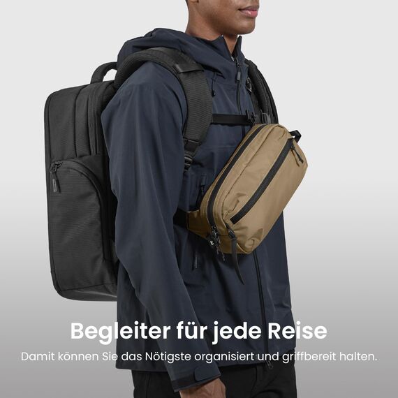 tomtoc Anti-Diebstahl Sling Bag 3,5L – Umhängetasche Schultertasche Crossbody Bag für Herren Damen mit RFID-Schutz für Switch, iPad mini | Wasserabweisend | Alltag, Reise, EDC | | Braun