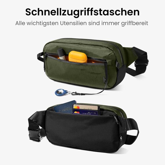 tomtoc X-Pac Sling Bag 3,5L für Nintendo Switch 2 – Leichte RFID-Schutz Schultertasche für Herren & Damen | Anti-Diebstahl & Wasserabweisend Brusttasche für Reise, Wandern, Alltag | Grün
