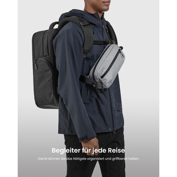 tomtoc Anti-Diebstahl Sling Bag 3,5L – Umhängetasche Schultertasche Crossbody Bag für Herren Damen mit RFID-Schutz für Switch, iPad mini | spritzwassergeschützt | Alltag, Reise, EDC | Grau