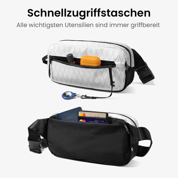 tomtoc X-Pac Sling Bag 3,5L für Nintendo Switch 2 – Leichte RFID-Schutz Schultertasche für Herren & Damen | Anti-Diebstahl & Wasserabweisend Brusttasche für Reise, Wandern, Alltag | Weiß