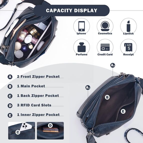 MUIIKOLA umhängetasche damen，umhängetasche mittelgroß tasche umhängetasche,damen leder，Weich Breiter Gurt