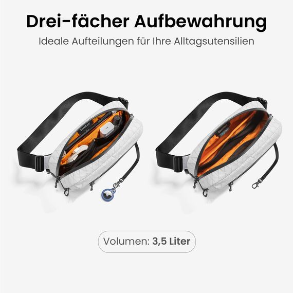tomtoc X-Pac Sling Bag 3,5L für Nintendo Switch 2 – Leichte RFID-Schutz Schultertasche für Herren & Damen | Anti-Diebstahl & Wasserabweisend Brusttasche für Reise, Wandern, Alltag | Weiß