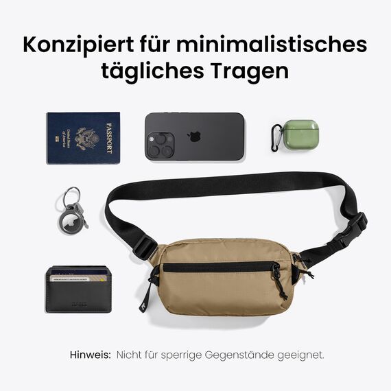 tomtoc 1,5 Liter Sling Bag mit RFID Schutz, Anti Diebstahl Bauchtasche Umhängetasche Schultertasche Crossbody Bag für Herren Damen, Wasserabweisend Leicht Brusttasche für Alltag Reise, Braun