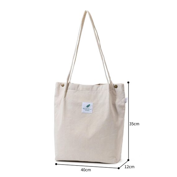 Funtlend Damen Cord Umhängetasche Groß Cordtasche Cord Shopper Handtasche für Uni Arbeit Mädchen Schule Büro, Schwarz/Grau/Beige, 40*35*11 H*W*D