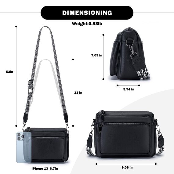 MUIIKOLA umhängetasche damen，umhängetasche mittelgroß tasche umhängetasche,damen leder，Weich Breiter Gurt