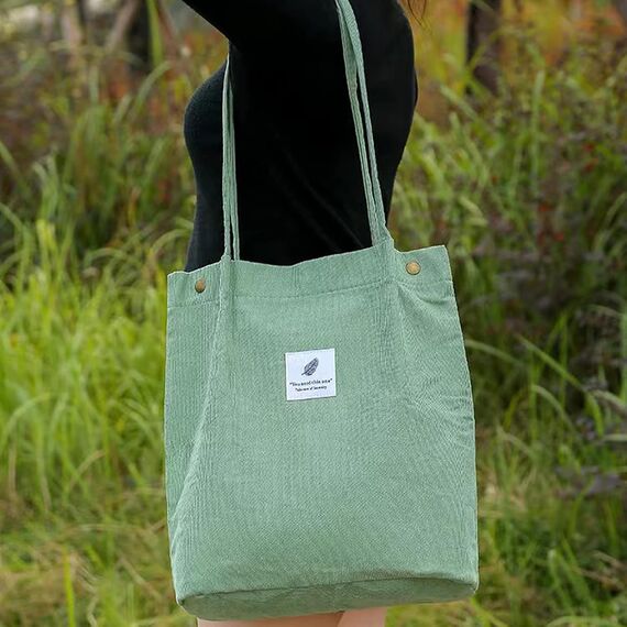 Funtlend Cord Umhängetasche Damen Groß Cord Tasche Damen Cordtasche Cord Shopper Handtasche Schultertasche für Uni Arbeit Mädchen Schule Büro