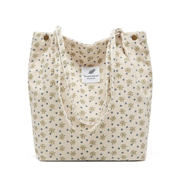 Funtlend Cord Umhängetasche Damen Groß Cord Tasche Damen Cordtasche Cord Shopper Handtasche Schultertasche für Uni Arbeit Mädchen Schule Büro