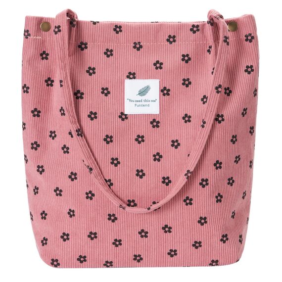 Funtlend Cord Umhängetasche Damen Groß Cord Tasche Damen Cordtasche Cord Shopper Handtasche Schultertasche für Uni Arbeit Mädchen Schule Büro