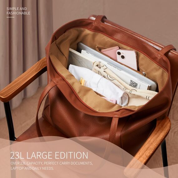 KALIDI Handtasche Damen Shopper Tasche Tote Bag PU Leder Große Schultertasche mit Reißverschluss für Arbeit,Einkauf，Schule