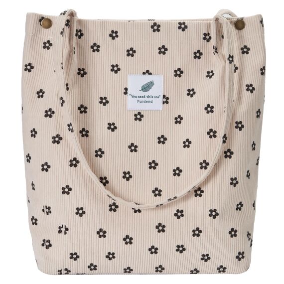 Funtlend Cord Umhängetasche Damen Groß Cord Tasche Damen Cordtasche Shopper Handtasche Schultertasche für Uni Arbeit Mädchen Schule Büro