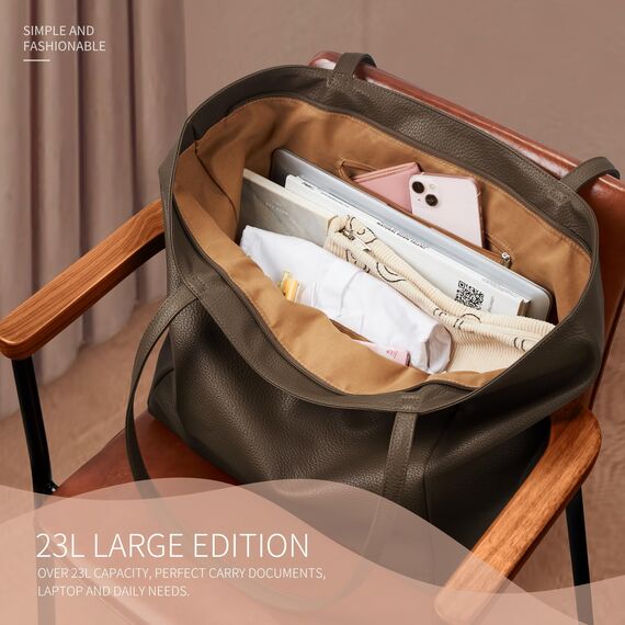 KALIDI Handtasche Damen Shopper Tasche Tote Bag PU Leder Große Schultertasche mit Reißverschluss für Arbeit,Einkauf，Schule