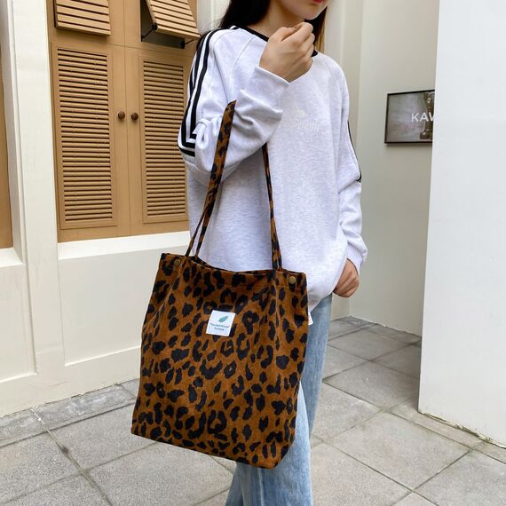 Funtlend Cord Umhängetasche Damen Groß Cord Tasche Damen Cordtasche Cord Shopper Handtasche Schultertasche für Uni Arbeit Mädchen Schule Büro