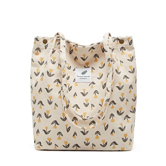 Funtlend Cord Umhängetasche Damen Groß Cord Tasche Damen Cordtasche Cord Shopper Handtasche Schultertasche für Uni Arbeit Mädchen Schule Büro