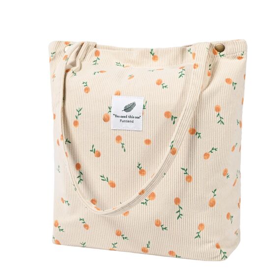 Funtlend Cord Umhängetasche Damen Groß Cord Tasche Damen Cordtasche Cord Shopper Handtasche Schultertasche für Uni Arbeit Mädchen Schule Büro