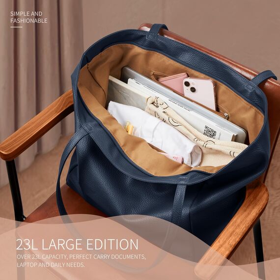 KALIDI Handtasche Damen Shopper Tasche Tote Bag PU Leder Große Schultertasche mit Reißverschluss für Arbeit,Einkauf，Schule