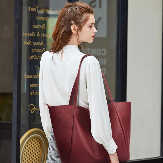KALIDI Handtasche Damen Shopper Tasche Tote Bag PU Leder Große Schultertasche mit Reißverschluss für Arbeit,Einkauf，Schule