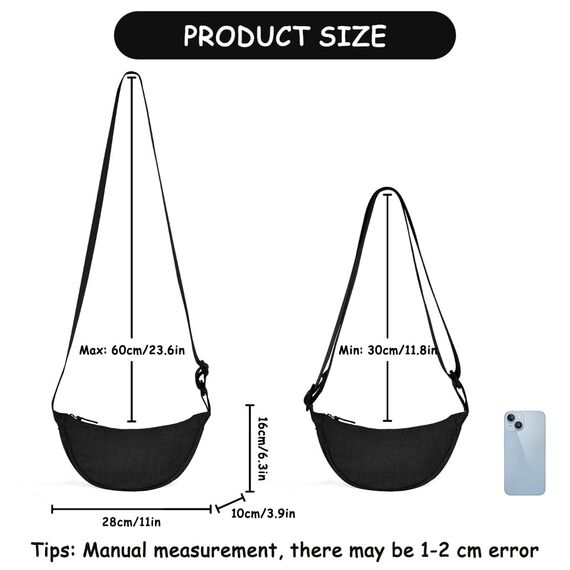 Aucuu Halbmond Crossbody Tasche Klein, Umhängetasche mit Verstellbarer Schultergurt, Hobo Messenger für Reisen