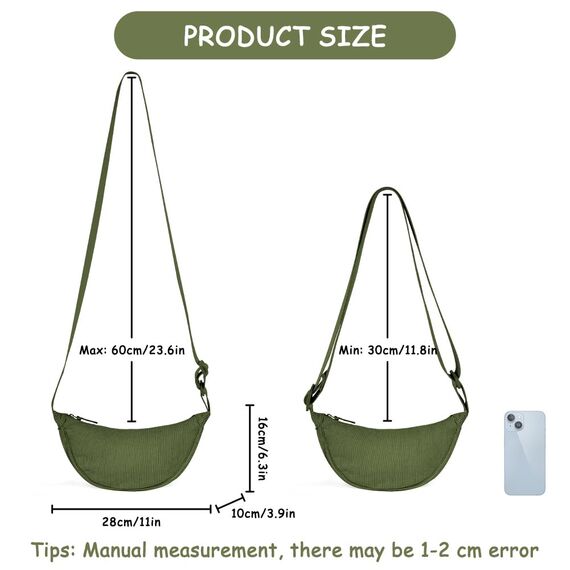 Aucuu Damen Halbmond Crossbody Umhängetasche Klein mit Verstellbarem Schultergurt - Hobo Halfmoon Bag Einfarbige Messenger Bag für Damen Reisen