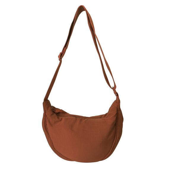 GoPaw Damen Halbmond Crossbody Schultertasche, Hobo Halfmoon Bag, Nylon Crossbody Bag Damen Halbmond Schultertasche mit verstellbarer Schultergurt, Einfarbige(Braun)