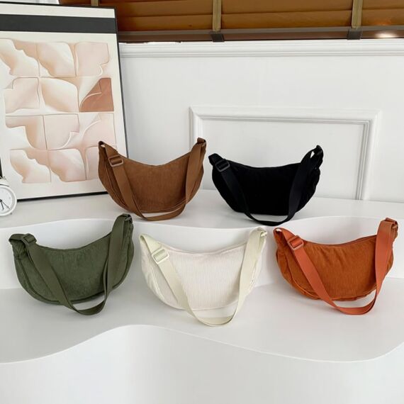 Aucuu Damen Halbmond Crossbody Umhängetasche Klein mit Verstellbarem Schultergurt - Hobo Halfmoon Bag Einfarbige Messenger Bag für Damen Reisen