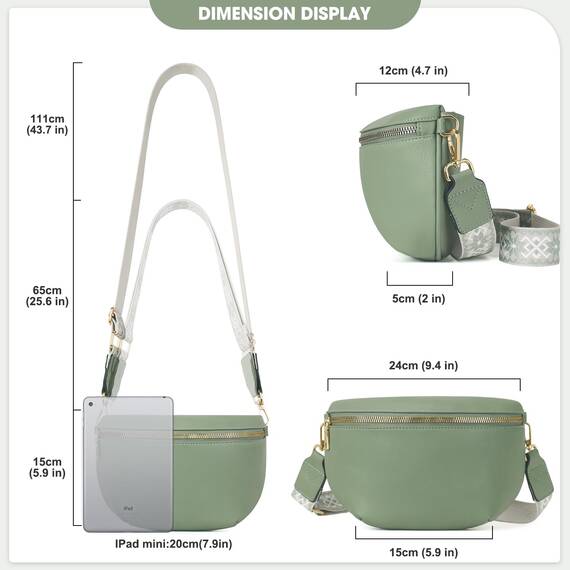Roulens Kleine Damen Umhängetaschen,Elegant Bauchtasche Damen,Umhängetasche aus Veganes Leder,Crossbody Bag Damen,RFID Blockierung Kartenschlitz Brusttasche mit Verstellbar Abnehmbar Breiter Gurt