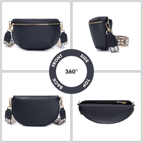 Roulens Kleine Damen Umhängetaschen,Elegant Bauchtasche Damen,Umhängetasche aus Veganes Leder,Crossbody Bag Damen,RFID Blockierung Kartenschlitz Brusttasche mit Verstellbar Abnehmbar Breiter Gurt