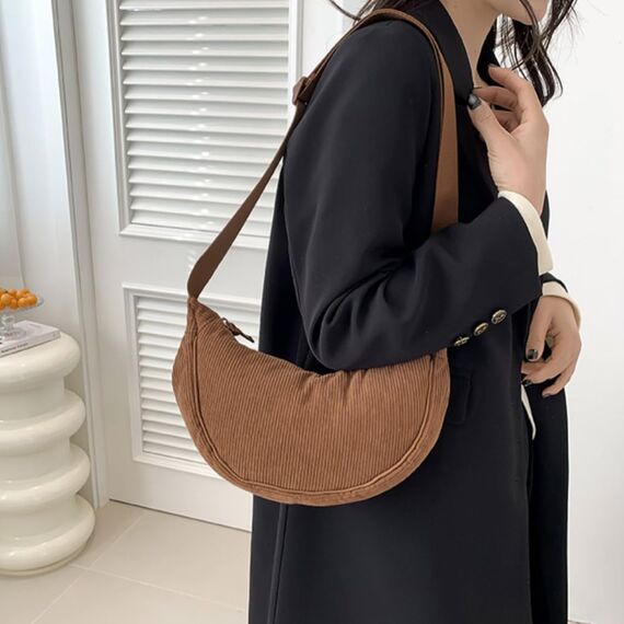 Aucuu Damen Halbmond Crossbody Umhängetasche Klein mit Verstellbarem Schultergurt, Hobo Halfmoon Bag Einfarbige Messenger Bag für Damen Reisen