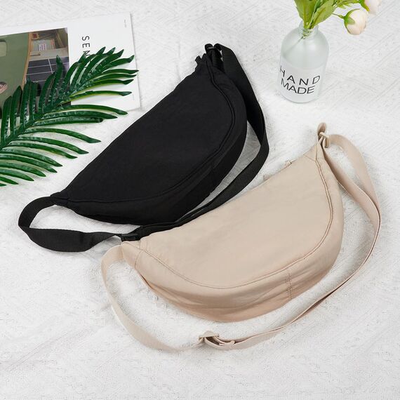 Aucuu Halbmond Crossbody Schultertasche für Damen, Umhängetasche Klein mit Verstellbarer Schultergurt, Hobo Halfmoon Bag Einfarbige Messenger Bag für Reisen