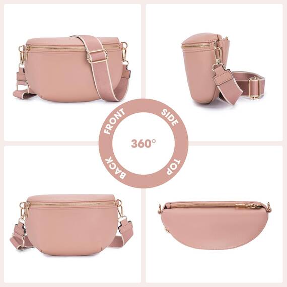 Roulens Kleine Damen Umhängetaschen,Elegant Bauchtasche Damen,Umhängetasche aus Veganes Leder,Crossbody Bag Damen,RFID Blockierung Kartenschlitz Brusttasche mit Verstellbar Abnehmbar Breiter Gurt