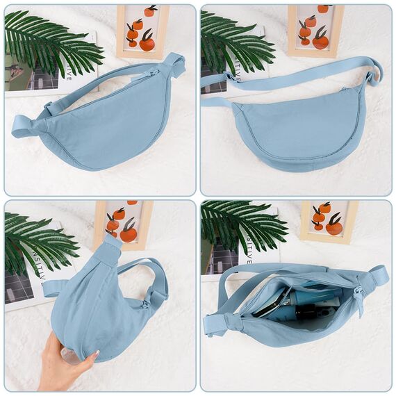 Aucuu Damen Halbmond Crossbody Umhängetasche Klein mit Verstellbarem Schultergurt, Hobo Halfmoon Bag Einfarbige Messenger Bag für Damen Reisen