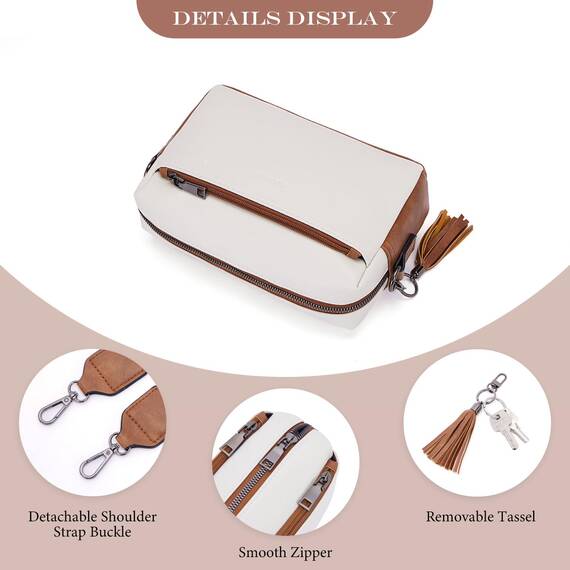 Roulens Damen Handy Umhängetasche,Veganem Leder Crossbody Schultertasche,Breiter Riemen Abendtasche mit drei Reißverschlussfächern Handtaschemit mit Kartenschlitz Verstellbar Abnehmbar Schultergurt