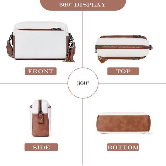 Roulens Damen Handy Umhängetasche,Veganem Leder Crossbody Schultertasche,Breiter Riemen Abendtasche mit drei Reißverschlussfächern Handtaschemit mit Kartenschlitz Verstellbar Abnehmbar Schultergurt