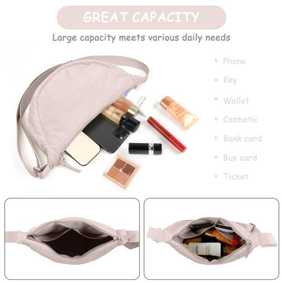 Aucuu Halbmond Crossbody Schultertasche für Damen, Klein mit Verstellbarer Schultergurt, Hobo Halfmoon Bag Einfarbige Messenger Bag für Reisen