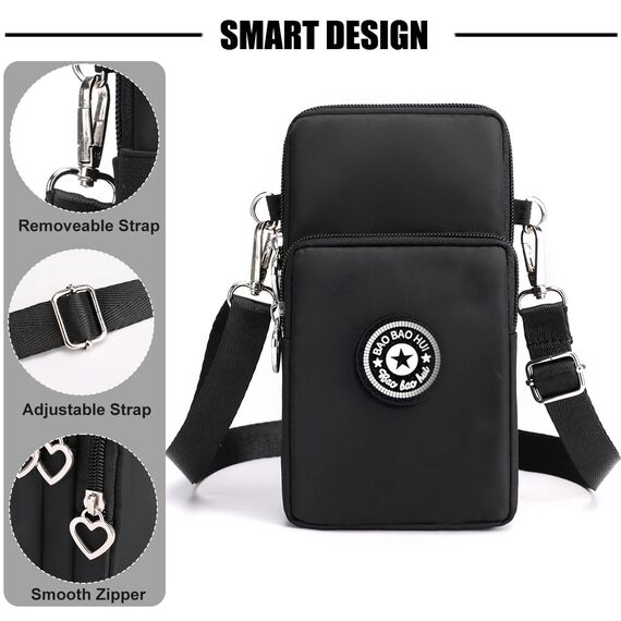 DuoLmi Umhängetasche Klein, Crossbody Tasche für, Nylon Handy Mini-Tasche Kleine Schultertasche Multifunktionale Handytasche, Handytasche zum Umhängen